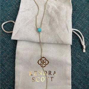 Kendra Scott Gold Lariat Necklace with Turquoise Gem